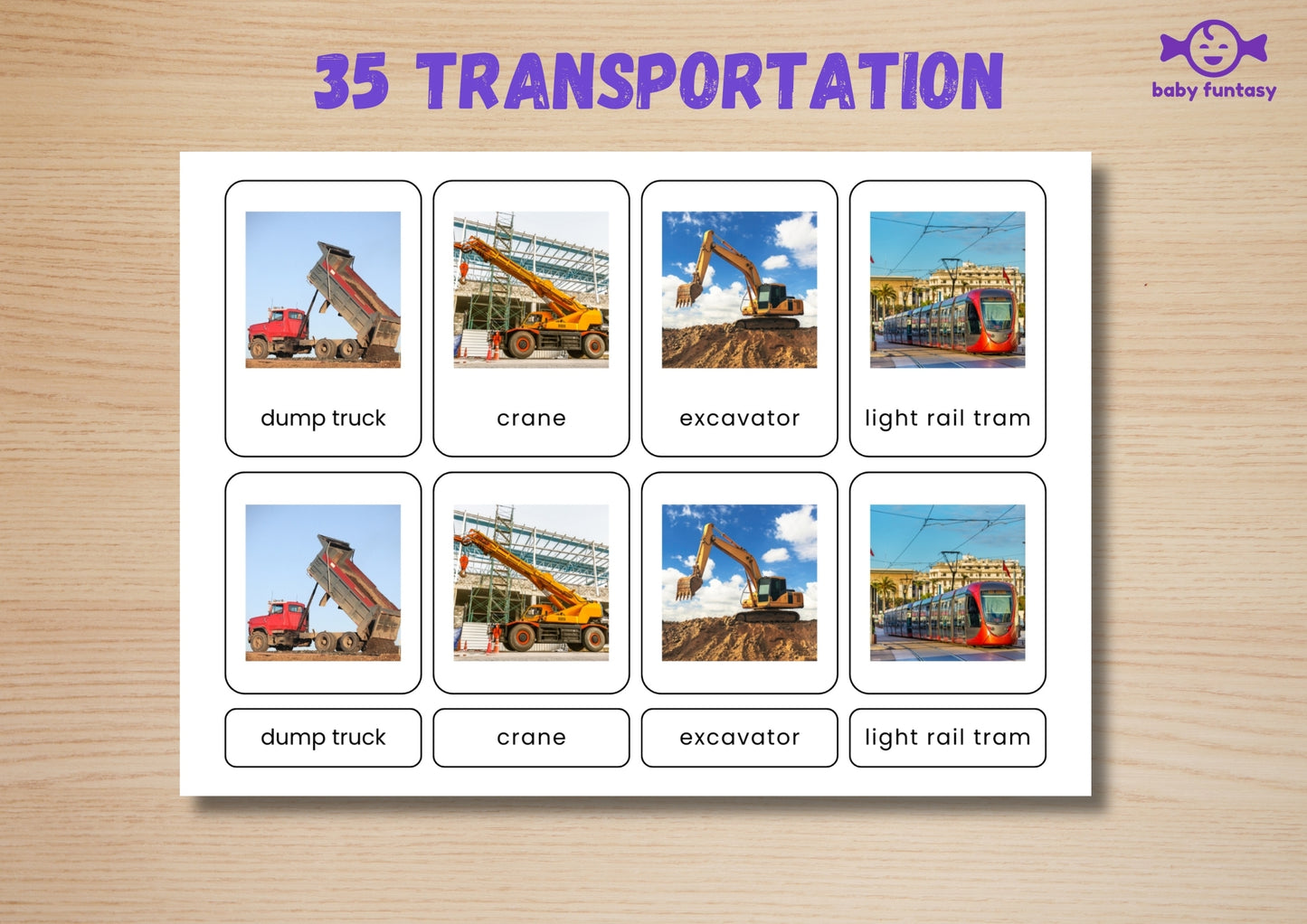 35 Transportation Flashcards | Real Photo Montessori Cards