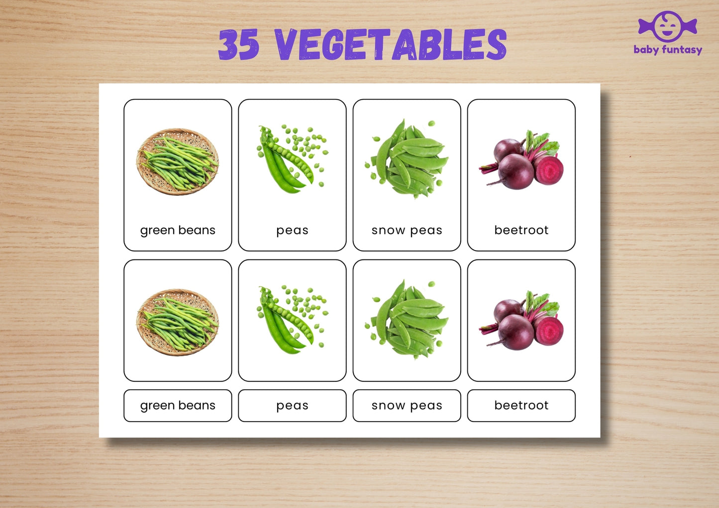 35 Vegetable Flashcards | Real Photo Montessori Cards