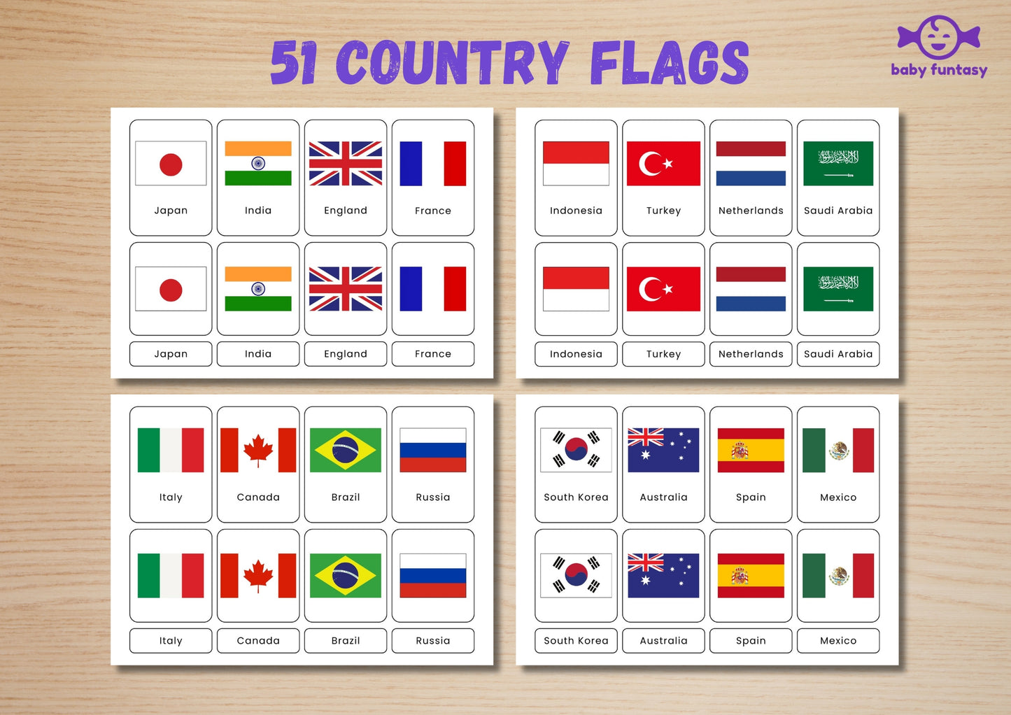 51 Country Flag Flash Card Baby Funtasy 5