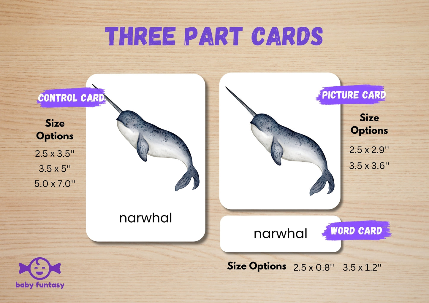 31 Ocean Animal Flashcards for Toddlers, Printable 3-Parts Montessori Material, Digital Download