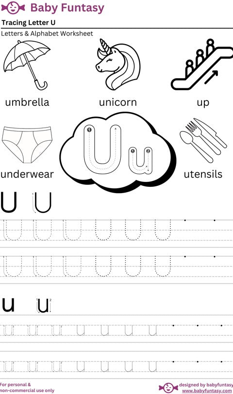 Letter U Tracing Worksheet