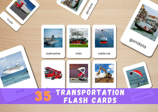 35 Transportation Flashcards | Real Photo Montessori Cards