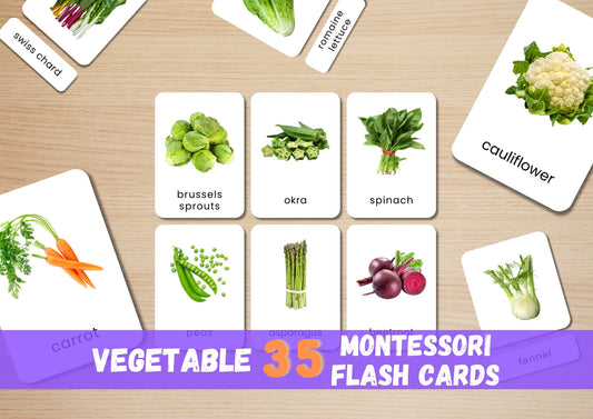 35 Vegetable Flashcards | Real Photo Montessori Cards