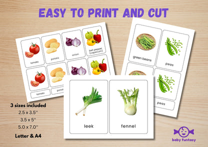 35 Vegetable Flashcards | Real Photo Montessori Cards