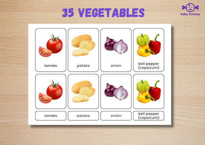35 Vegetable Flashcards | Real Photo Montessori Cards