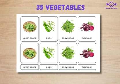 35 Vegetable Flashcards | Real Photo Montessori Cards