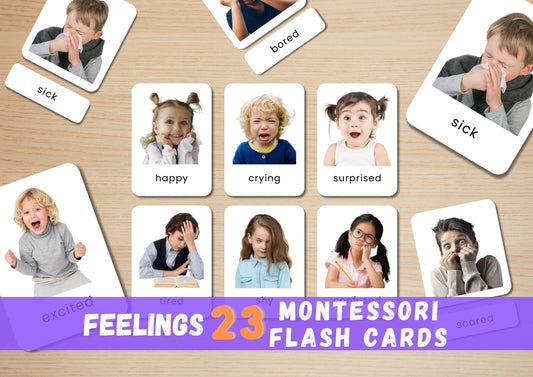 23 Feeling Flash Card, Digital Download, Printable Montessori Material