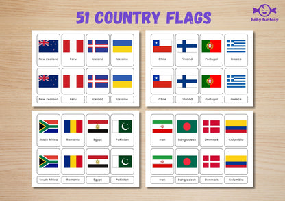 51 Country Flag Flash Card Baby Funtasy 