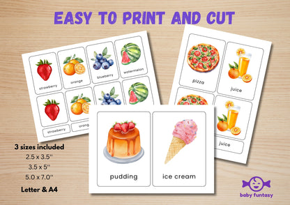 47 Food Flashcards for Toddlers | Watercolor Montessori Cards