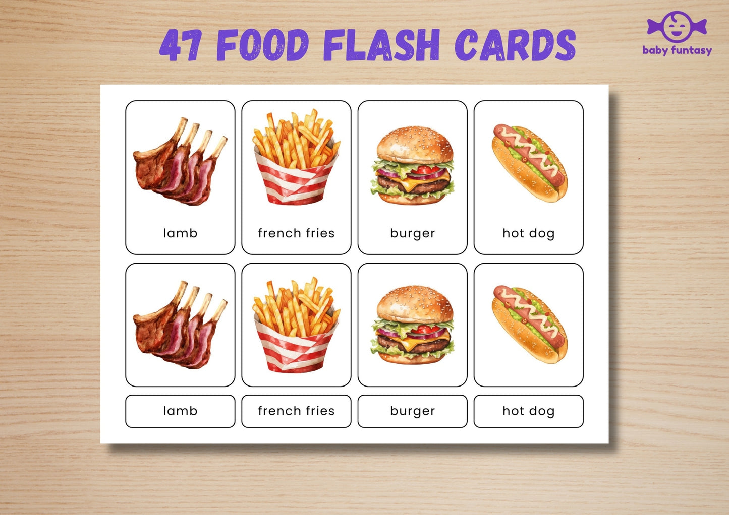 47 Food Flashcards for Toddlers | Watercolor Montessori Cards